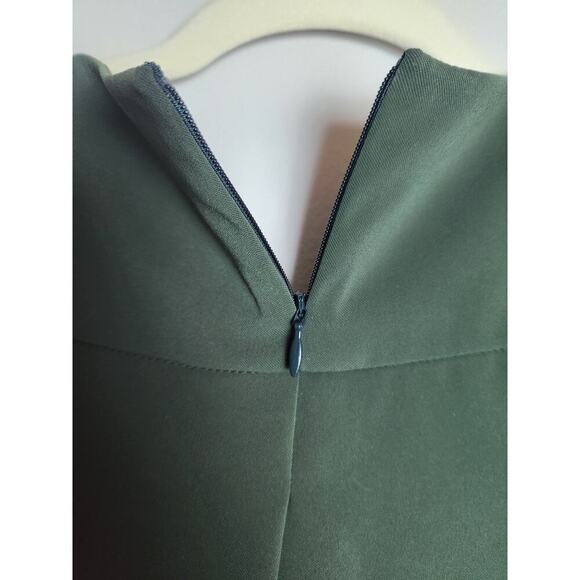 Akris Punto Laser-Cut Chained Crepe Tank Top Sz 10 dark green designer Career - Picture 5 of 10